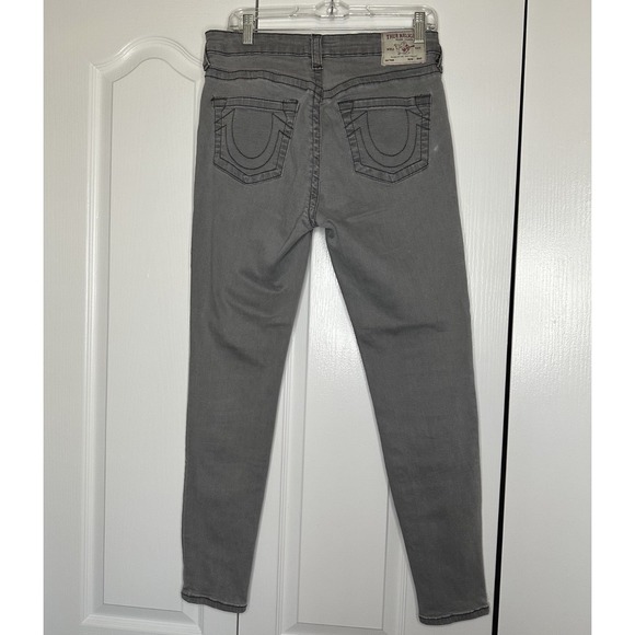 True Religion Womens Halle Mid-Rise Super Skinny Jeans Size 30 Gray 5 Pockets - Picture 4 of 9